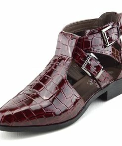 Kickfootwear WOMENS Smart Pointed Cut Out Chelsea Booties - Burgundy