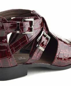 Kickfootwear WOMENS Smart Pointed Cut Out Chelsea Booties - Burgundy