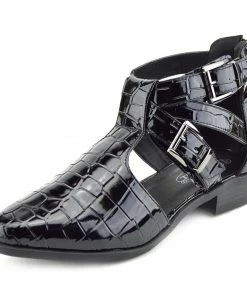 Kickfootwear Smart Pointed Cut Out Chelsea Booties - Black WOMENS