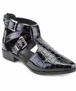 Kickfootwear Smart Pointed Cut Out Chelsea Booties - Black WOMENS