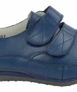 Kickfootwear WOMENS Easy Fasten Leather Strap Comfort Pumps - Navy