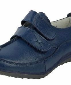 Kickfootwear WOMENS Easy Fasten Leather Strap Comfort Pumps - Navy