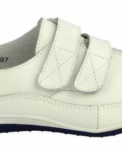 Kickfootwear WOMENS Easy Fasten Leather Strap Comfort Pumps - White