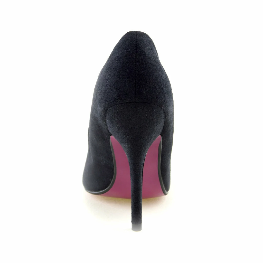 Kickfootwear Pointed Stiletto Smart Court Shoes - Black Suedette 2 Kickfootwear Pointed Stiletto Smart Court Shoes - Black Suedette