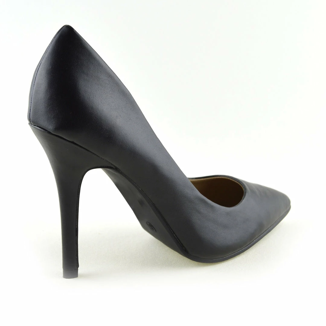 Kickfootwear Pointed Stiletto Smart Court Shoes - Black Matte WOMENS 3 Kickfootwear Pointed Stiletto Smart Court Shoes - Black Matte WOMENS