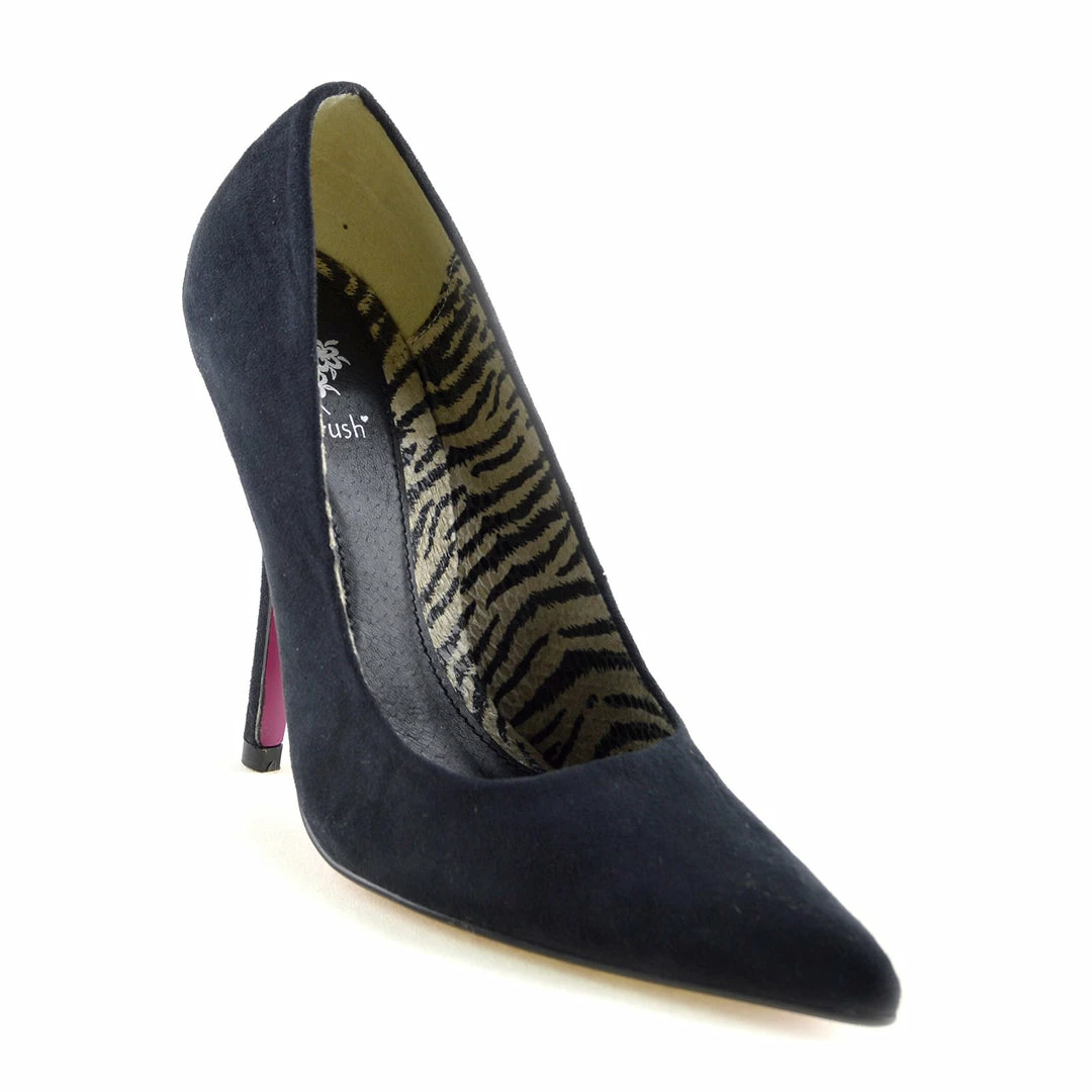 Kickfootwear Pointed Stiletto Smart Court Shoes - Black Suedette 3 Kickfootwear Pointed Stiletto Smart Court Shoes - Black Suedette