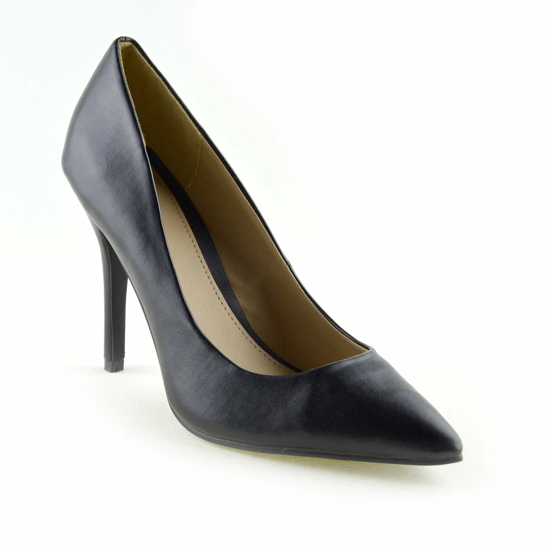 Kickfootwear Pointed Stiletto Smart Court Shoes - Black Matte WOMENS 4 Kickfootwear Pointed Stiletto Smart Court Shoes - Black Matte WOMENS