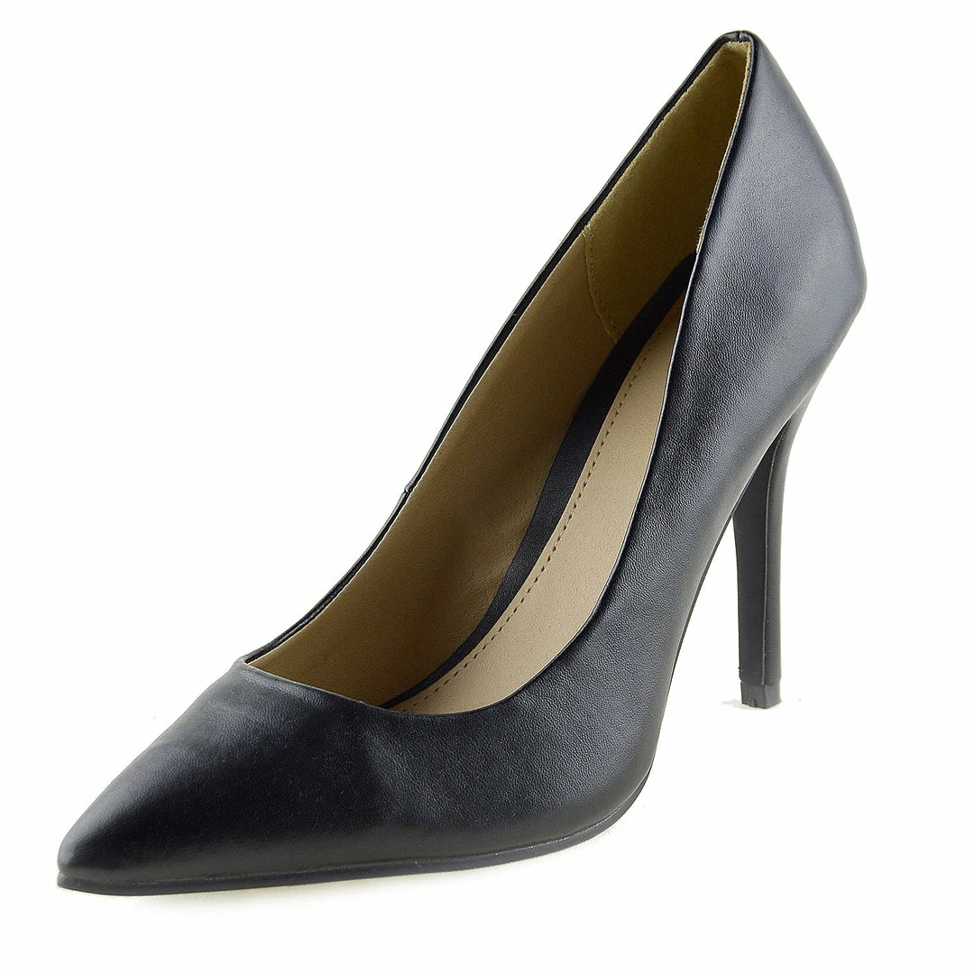 Kickfootwear Pointed Stiletto Smart Court Shoes - Black Matte WOMENS 5 Kickfootwear Pointed Stiletto Smart Court Shoes - Black Matte WOMENS