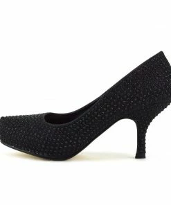 Kickfootwear Glitter Stud Party Kitten Heels - Black WOMENS