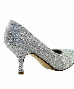 Kickfootwear Glitter Stud Party Kitten Heels - Silver