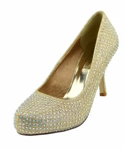 Kickfootwear Glitter Stud Party Kitten Heels - Gold