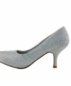 Kickfootwear Glitter Stud Party Kitten Heels - Silver