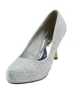 Kickfootwear Glitter Stud Party Kitten Heels - Silver