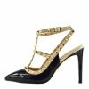 Kickfootwear Patent High Heel Stud Court Shoes - Navy NF515 WOMENS