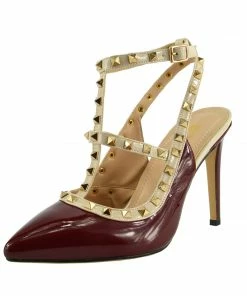 Kickfootwear WOMENS Patent High Heel Stud Court Shoes - Red NF515