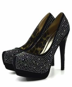Kickfootwear WOMENS Silver Gem Sparkle Platform Heels - Black