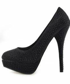 Kickfootwear Glitter Mesh Platform Party Heels - Black WOMENS