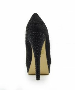 Kickfootwear Glitter Mesh Platform Party Heels - Black WOMENS