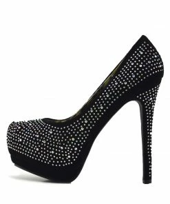 Kickfootwear WOMENS Silver Gem Sparkle Platform Heels - Black