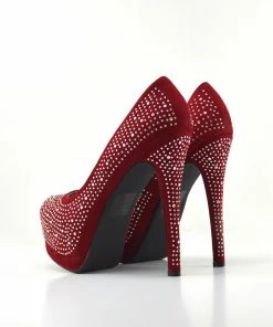 Kickfootwear Silver Gem Sparkle Platform Heels - Red