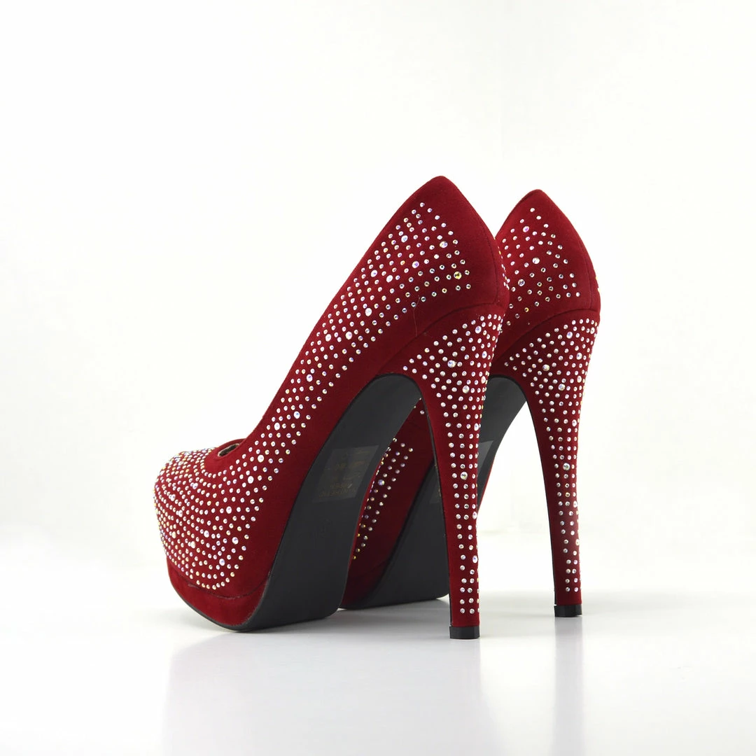 Kickfootwear Silver Gem Sparkle Platform Heels - Red 2 Kickfootwear Silver Gem Sparkle Platform Heels - Red