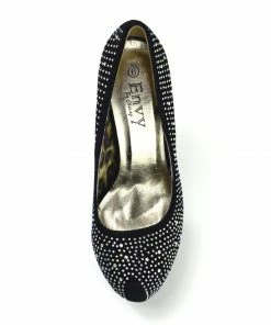 Kickfootwear WOMENS Silver Gem Sparkle Platform Heels - Black