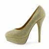 Kickfootwear WOMENS Glitter Mesh Platform Party Heels - Gold
