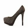 Kickfootwear Silver Gem Sparkle Platform Heels - Brown WOMENS