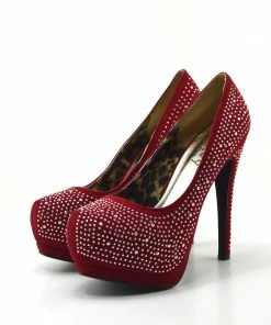 Kickfootwear Silver Gem Sparkle Platform Heels - Red 6 Kickfootwear Silver Gem Sparkle Platform Heels - Red
