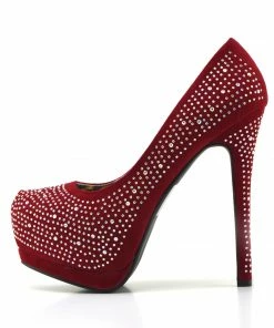 Kickfootwear Silver Gem Sparkle Platform Heels - Red