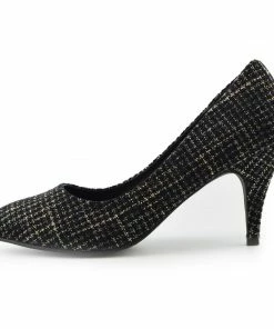 Kickfootwear Sales 2022 29 Kickfootwear Blair Low Kitten Court Shoes - Black Tartan