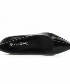 Kickfootwear WOMENS Smart Low Pointed Kitten Heels - Black Patent