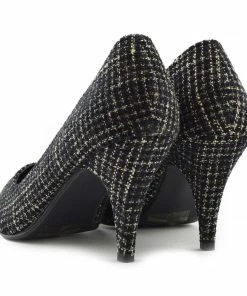 Kickfootwear Blair Low Kitten Court Shoes - Black Tartan