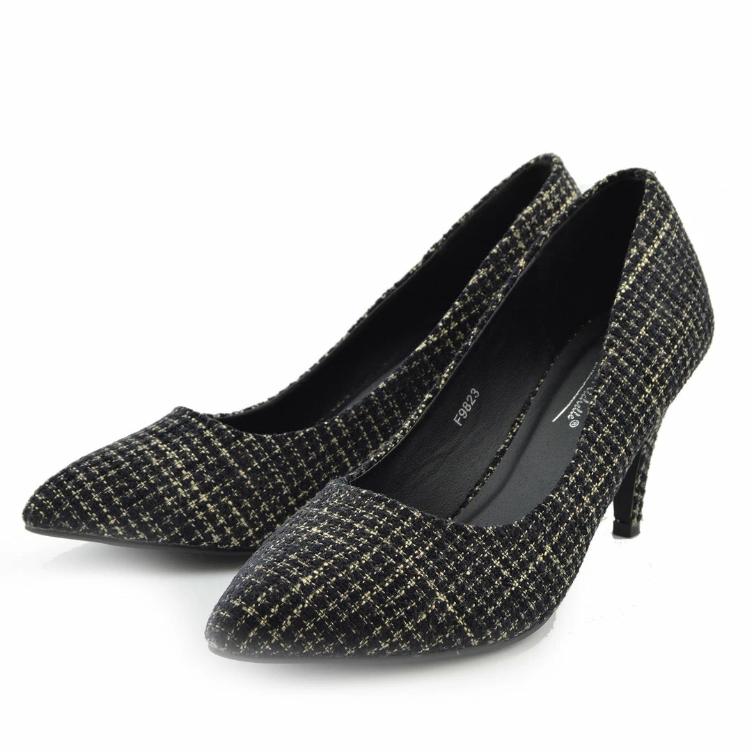 Kickfootwear Tweed Kitten Heels Smart Shoes 2 Kickfootwear Tweed Kitten Heels Smart Shoes