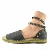 Kickfootwear Flat Espadrille Ankle Tie Sandals - Grey