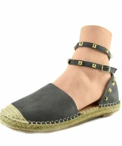 Kickfootwear Flat Espadrille Ankle Tie Sandals - Grey