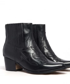 Kickfootwear Black Kitty Leather Ankle Boots WOMENS