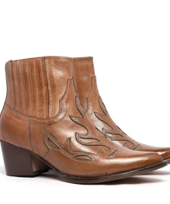 Kickfootwear WOMENS Tan Kitty Leather Ankle Boots