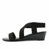 Kickfootwear Comfort Wedge Studded Elastic Sandals - Black WOMENS