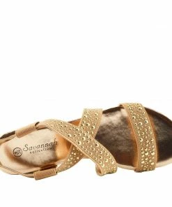 Kickfootwear Comfort Wedge Studded Slip On Sandals- Gold WOMENS