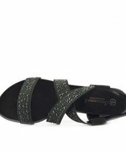 Kickfootwear Comfort Wedge Studded Elastic Sandals - Black WOMENS