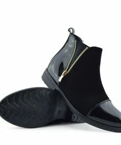 Kickfootwear Esme Gold Zip Chelsea Ankle Boots - Black WOMENS