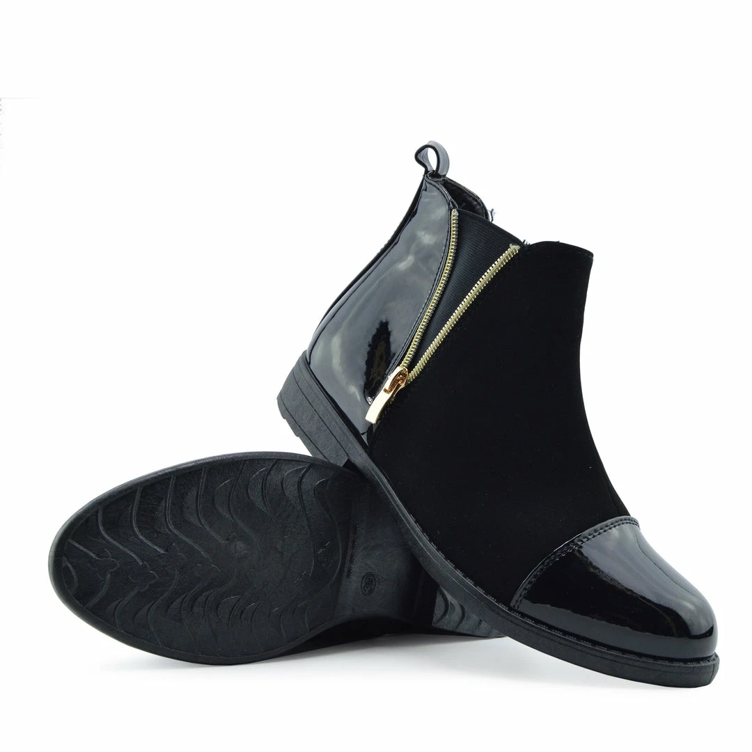 Kickfootwear Esme Gold Zip Chelsea Ankle Boots - Black WOMENS 2 Kickfootwear Esme Gold Zip Chelsea Ankle Boots - Black WOMENS