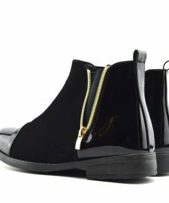 Kickfootwear Esme Gold Zip Chelsea Ankle Boots - Black WOMENS 7 Kickfootwear Esme Gold Zip Chelsea Ankle Boots - Black WOMENS