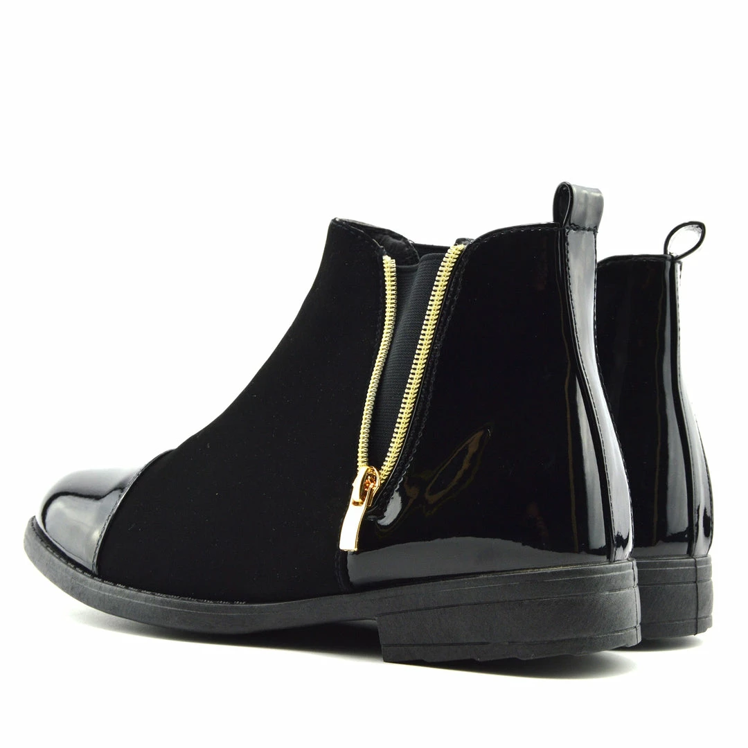 Kickfootwear Esme Gold Zip Chelsea Ankle Boots - Black WOMENS 3 Kickfootwear Esme Gold Zip Chelsea Ankle Boots - Black WOMENS