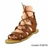 Kickfootwear Leah Flat Gladiator Lace Up Sandals - Tan WOMENS