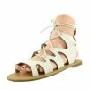 Kickfootwear WOMENS Leah Flat Gladiator Lace Up Sandals - White