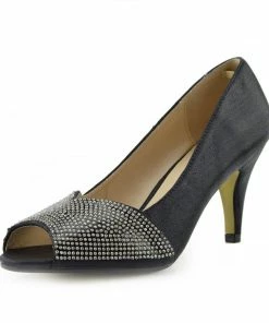 Kickfootwear Ladies Heels Classic Party Looks Open Toe Wedding Shoes - Black WOMENS 7 Kickfootwear Ladies Heels Classic Party Looks Open Toe Wedding Shoes - Black WOMENS