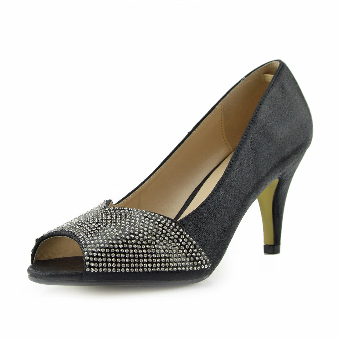 Kickfootwear Ladies Heels Classic Party Looks Open Toe Wedding Shoes - Black WOMENS 3 Kickfootwear Ladies Heels Classic Party Looks Open Toe Wedding Shoes - Black WOMENS