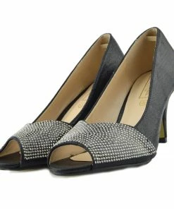 Kickfootwear Ladies Heels Classic Party Looks Open Toe Wedding Shoes - Black WOMENS